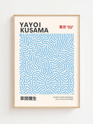 Yayoi Kusama - Light Blue Infinity Lines Plakat - 21 x 29.7 cm - Nellastore