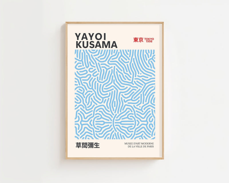 Yayoi Kusama - Light Blue Infinity Lines Plakat - 21 x 29.7 cm - Nellastore