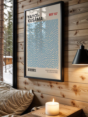 Yayoi Kusama - Light Blue Infinity Lines Plakat - 21 x 29.7 cm - Nellastore