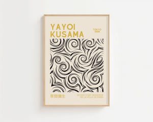 Yayoi Kusama - Monochrome Swirl Motion Plakat - 21 x 29.7 cm (A4) - Nellastore