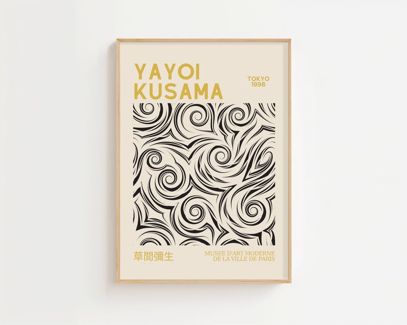 Yayoi Kusama - Monochrome Swirl Motion Plakat - 21 x 29.7 cm (A4) - Nellastore