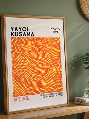 Yayoi Kusama - Orange Dots Plakat - 21 x 29.7 cm (A4) - Nellastore