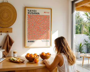 Yayoi Kusama - Orange Infinity Lines Plakat - 21 x 29.7 cm - Nellastore