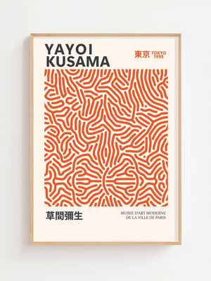 Yayoi Kusama - Orange Infinity Lines Plakat - 21 x 29.7 cm - Nellastore