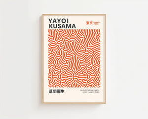 Yayoi Kusama - Orange Infinity Lines Plakat - 21 x 29.7 cm - Nellastore