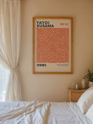 Yayoi Kusama - Orange Infinity Lines Plakat - 21 x 29.7 cm - Nellastore