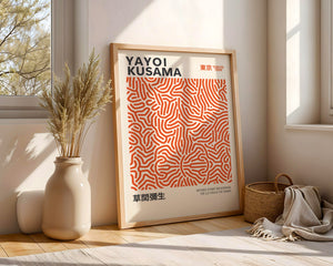 Yayoi Kusama - Orange Infinity Lines Plakat - 21 x 29.7 cm - Nellastore