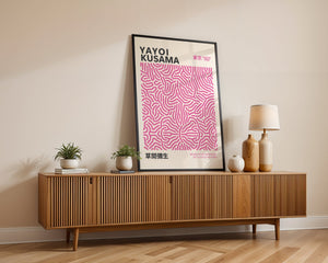 Yayoi Kusama - Pink Infinity Lines Plakat - 21 x 29.7 cm - Nellastore