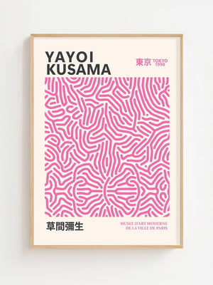 Yayoi Kusama - Pink Infinity Lines Plakat - 21 x 29.7 cm - Nellastore