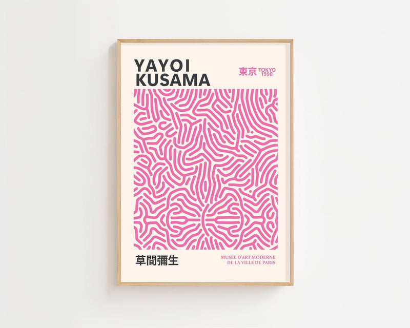 Yayoi Kusama - Pink Infinity Lines Plakat - 21 x 29.7 cm - Nellastore