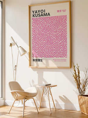 Yayoi Kusama - Pink Infinity Lines Plakat - 21 x 29.7 cm - Nellastore