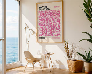 Yayoi Kusama - Pink Infinity Lines Plakat - 21 x 29.7 cm - Nellastore