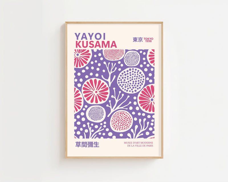 Yayoi Kusama - Purple Microorganism Plakat - 21 x 29.7 cm - Nellastore