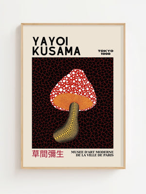 Yayoi Kusama - Red Mushroom Infinity Plakat - 21 x 29.7 cm (A4) - Nellastore
