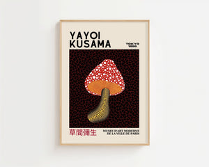 Yayoi Kusama - Red Mushroom Infinity Plakat - 21 x 29.7 cm (A4) - Nellastore