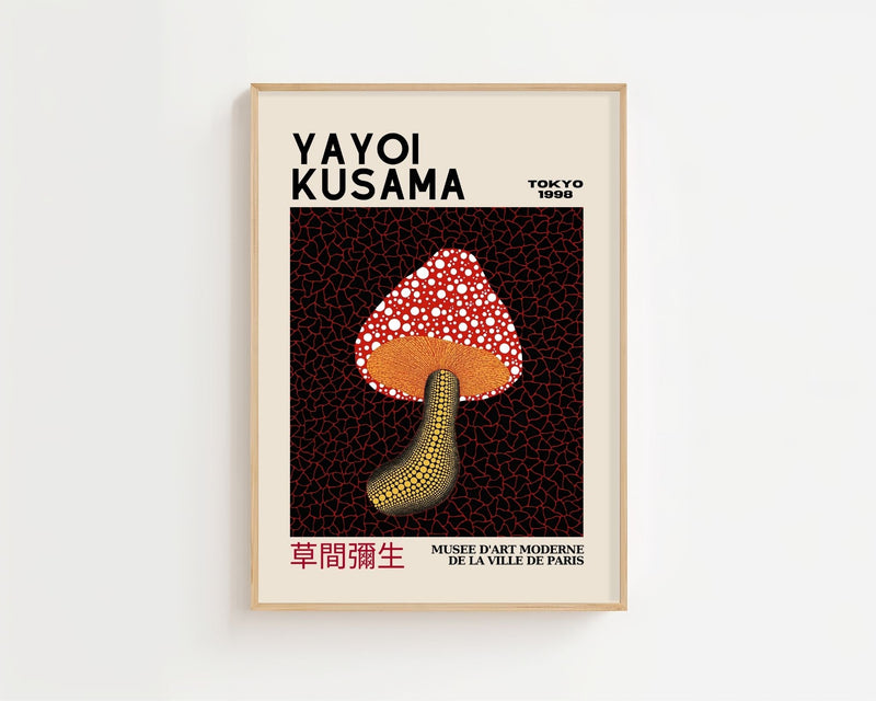 Yayoi Kusama - Red Mushroom Infinity Plakat - 21 x 29.7 cm (A4) - Nellastore