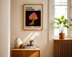 Yayoi Kusama - Red Mushroom Infinity Plakat - 21 x 29.7 cm (A4) - Nellastore
