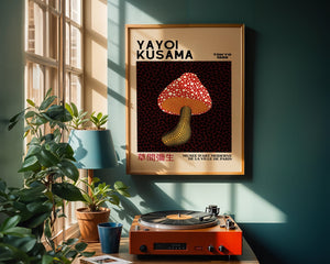 Yayoi Kusama - Red Mushroom Infinity Plakat - 21 x 29.7 cm (A4) - Nellastore