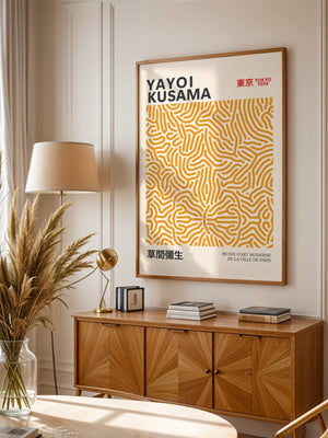 Yayoi Kusama - Yellow Infinity Lines Plakat II - 21 x 29.7 cm - Nellastore