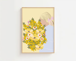 Yellow Flower Girl Plakat - 21 x 29.7 cm - Nellastore