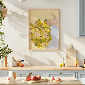Yellow Flower Girl Plakat - 21 x 29.7 cm - Nellastore