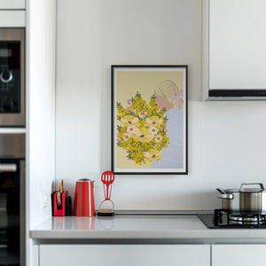 Yellow Flower Girl Plakat - 21 x 29.7 cm - Nellastore